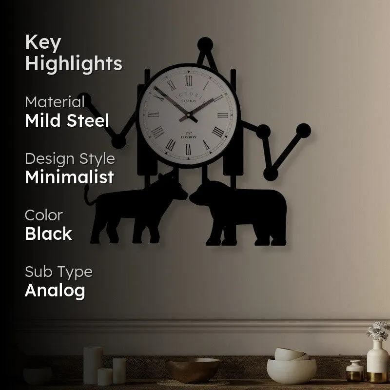 Animals Steel Analog Wall Clock - Black media 2