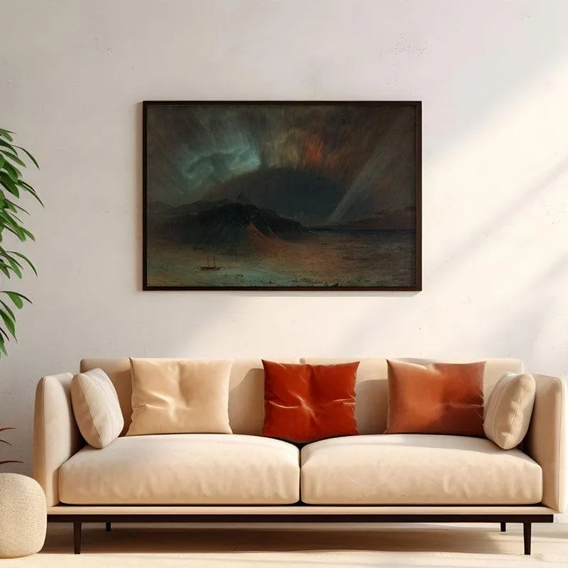 Aurora Borealis Canvas Wall Painting - Black Frame media 4