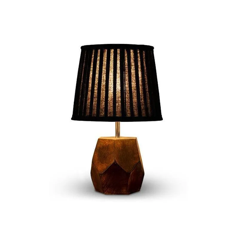 Illeana Pleated Hexa Dome Fabric Table Lamp - Black,Brown media 4
