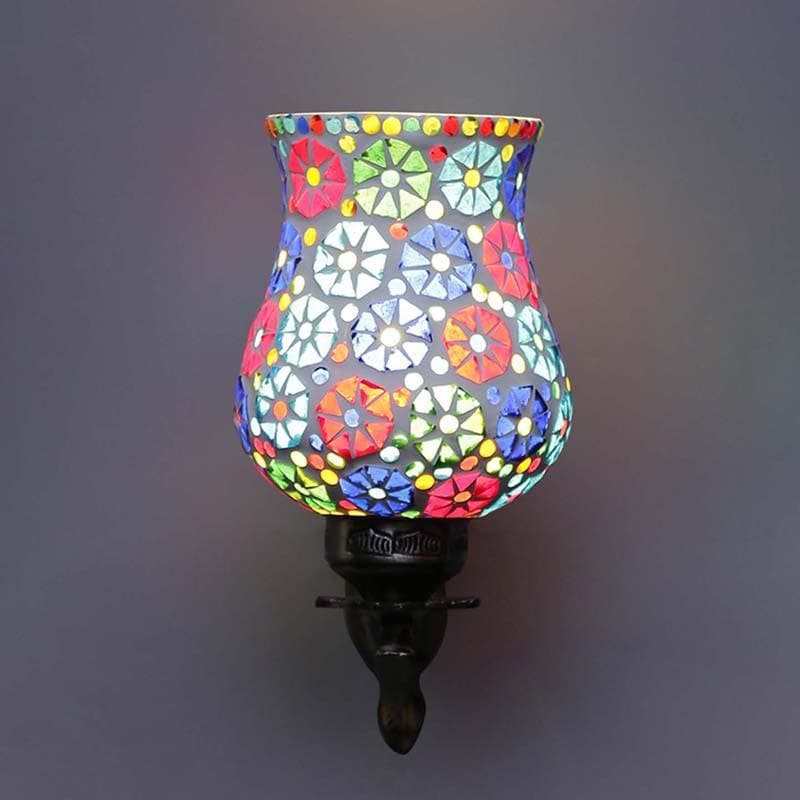 Phulkari Mosaic Glass & Metal Wall Lamp media 4