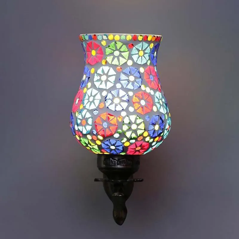 Phulkari Mosaic Glass & Metal Wall Lamp media 4