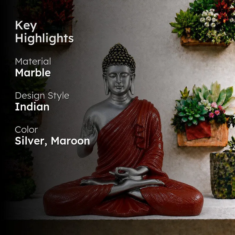 Sacred Aura Buddha Marble Idol - Maroon media 2
