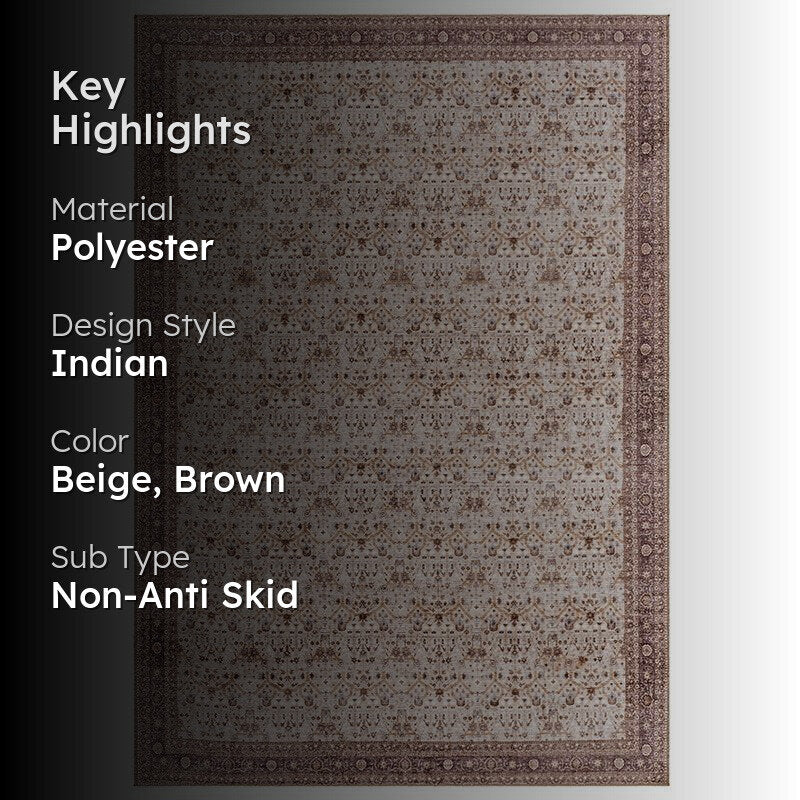 Sadie Ethnic Polyester Carpet - Beige media 2