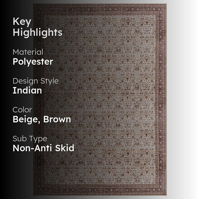 Sadie Ethnic Polyester Carpet - Beige media 2