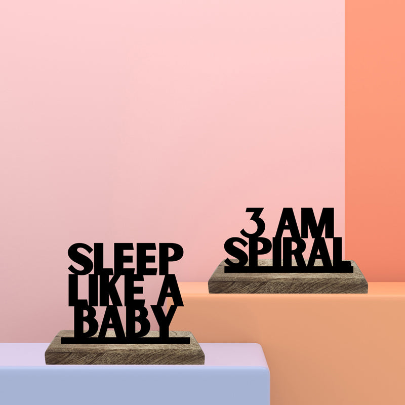 3 AM Spiral Typography Showpiece - Set Of Two