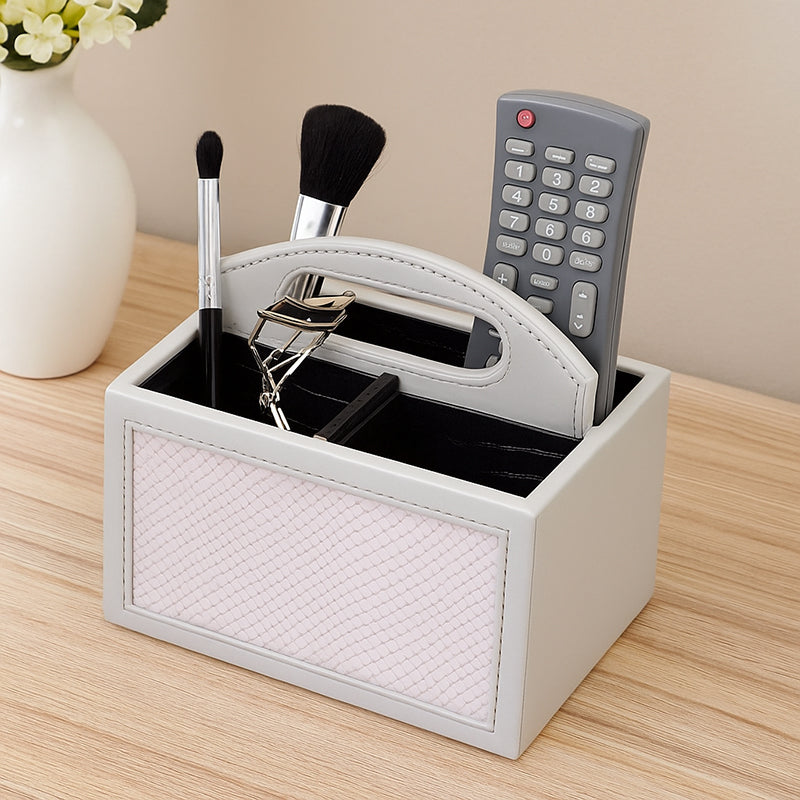 Savan Faux Leather Desk Organiser - Grey media 3