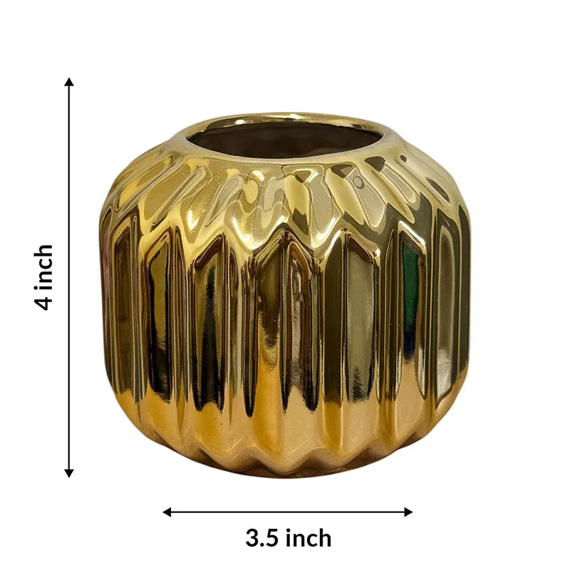 Agave Arc Metallic Gold Ceramic Vase media 6