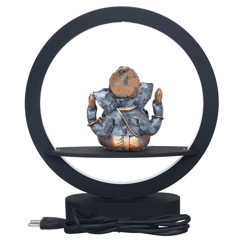 Bal Ganapati Circular LED Wooden Table Lamp - Blue media 6