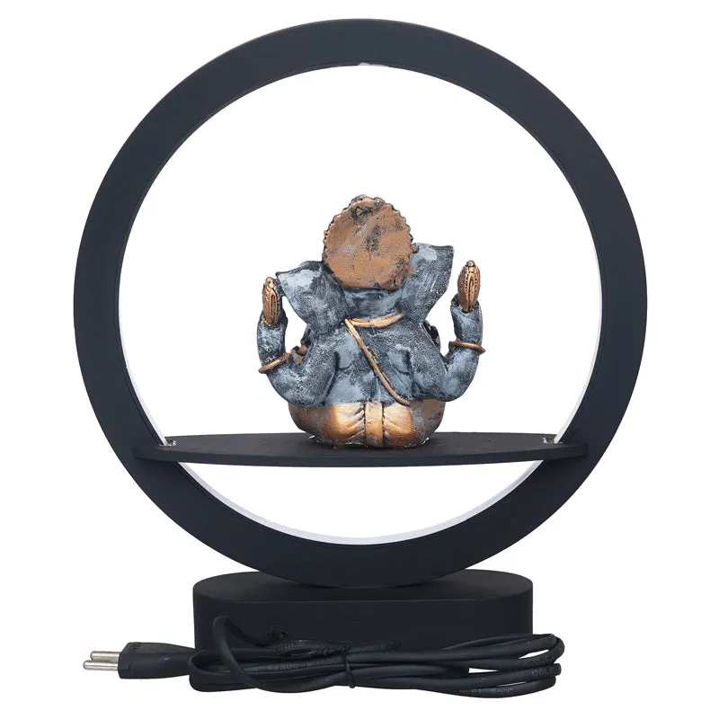 Bal Ganapati Circular LED Wooden Table Lamp - Blue media 6