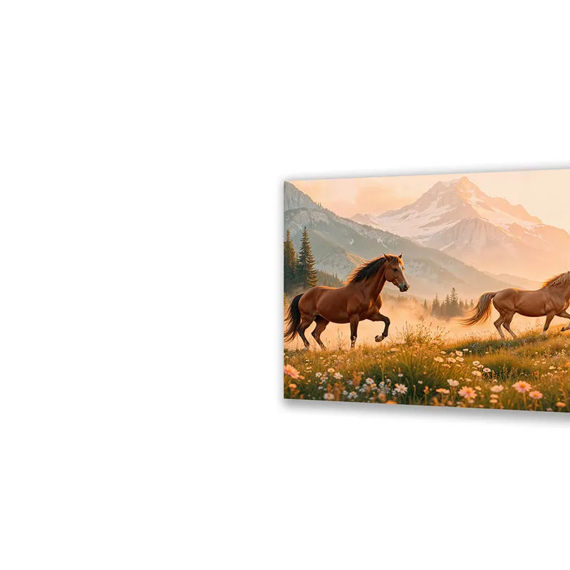 Horses in Meadow Cotton Canvas Wall Art media 5