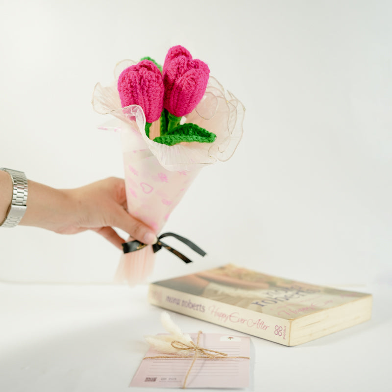 Knot & Petal I Crochet Flower Bouquet - Pink media 6