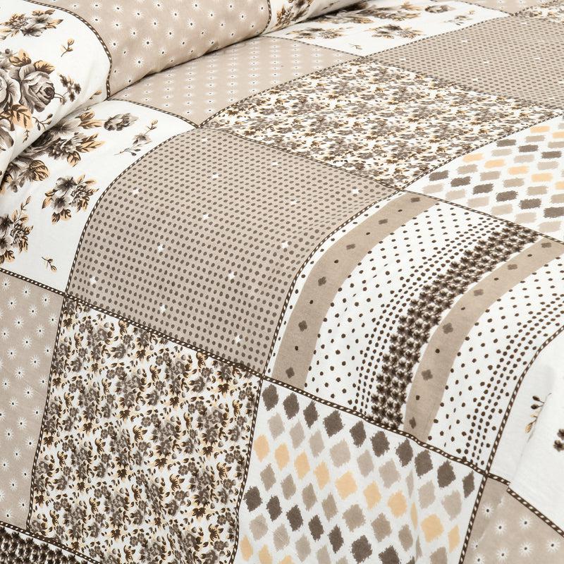 Yuna Floral Cotton Bedsheet (Grey,White) - 160 TC media 3
