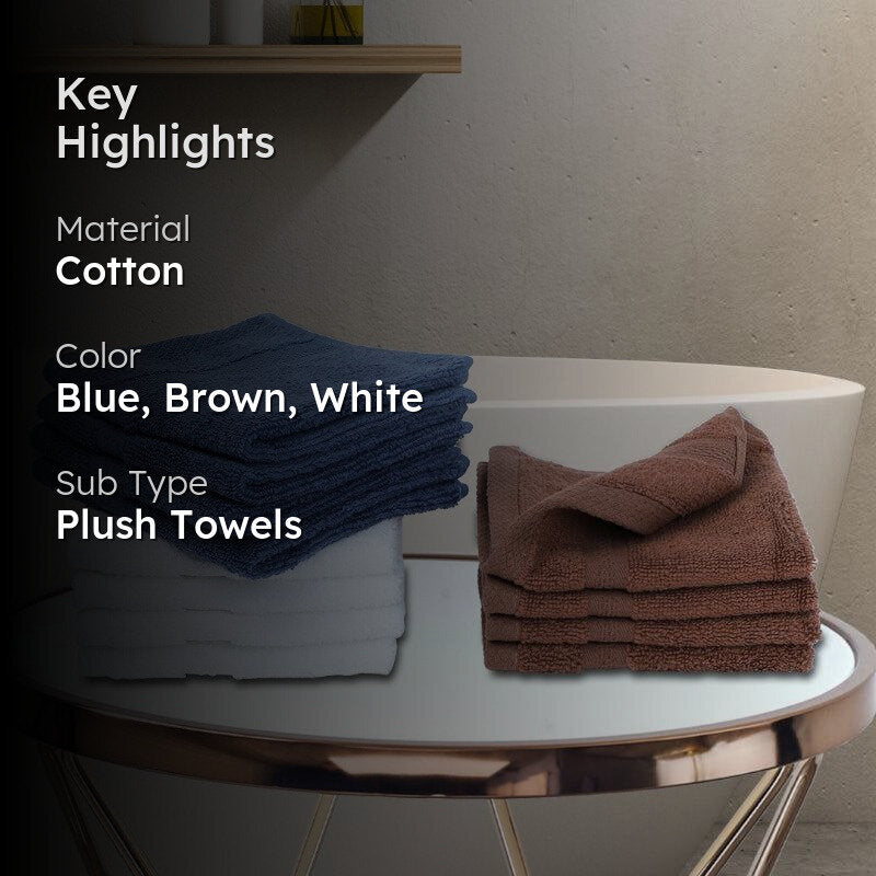 Serene Miorah Face Towel (Blue,White,Brown) - Set of Twelve media 2