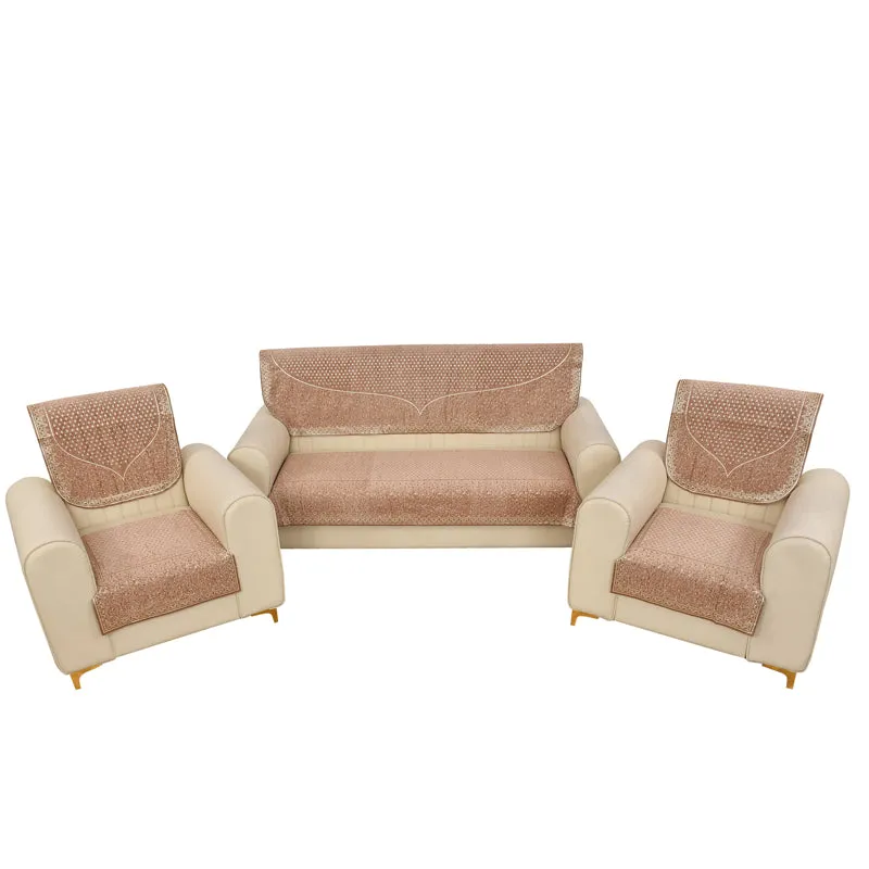 Petite Leaves Chenille Sofa Cover - Peach media 9