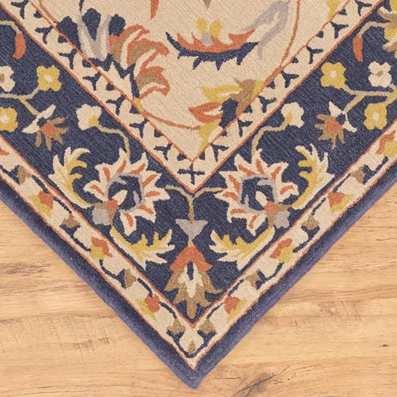 Sekhmet Hand Tufted Ethnic Wool & Nylon Carpet - Navy Blue media 6