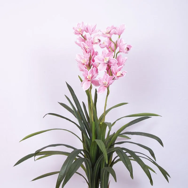 Lifelike Cymbidium Orchid Artificial Plat With Black Plastic Pot media 5