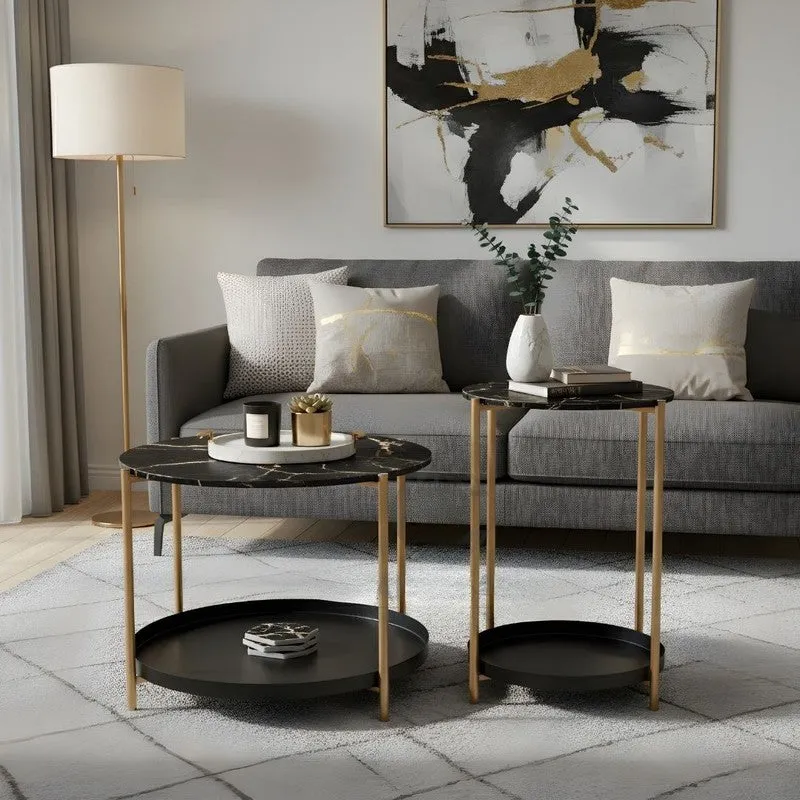 Arvo Hue Center Table (Black & Gold) - Set Of Two media 3