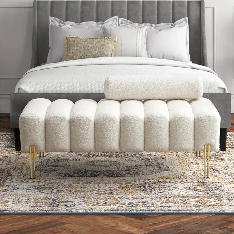 Victoria Fabric & Metal Bench - White media 1