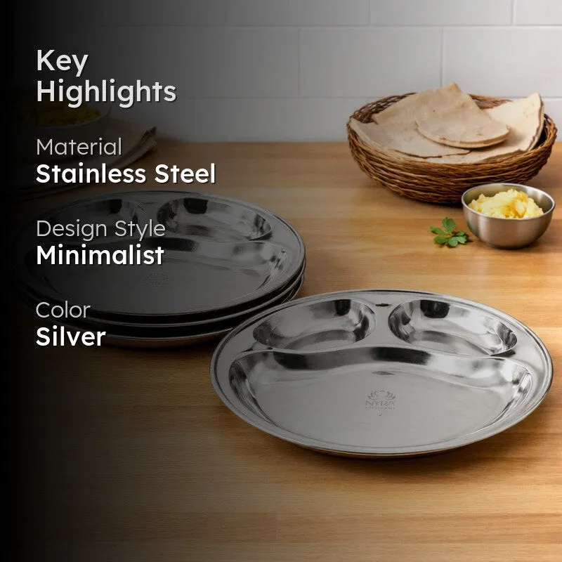 Platira Stainless Steel Dinner Plate - Set of Three media 2