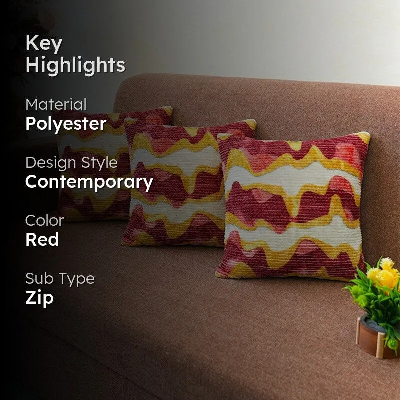 RythmFlow Cushion Cover (Maroon) - Set Of Three media 2
