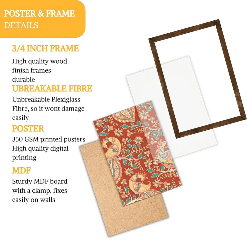 Paisley Charm Paper Wall Painting With Frame - Brown media 6