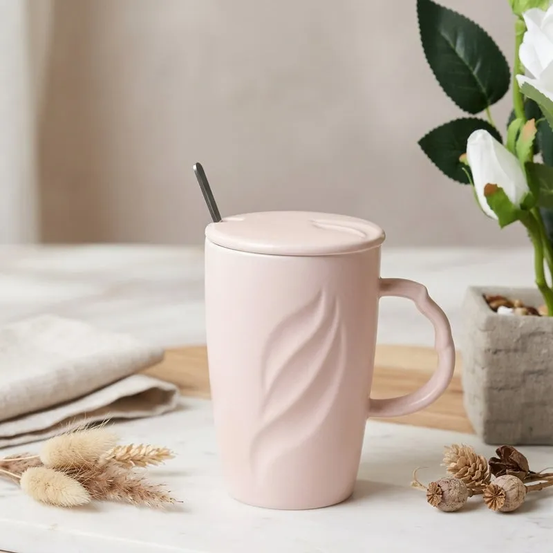 Wavy Ceramic Coffee Mug (400 mL) - Pink media 1