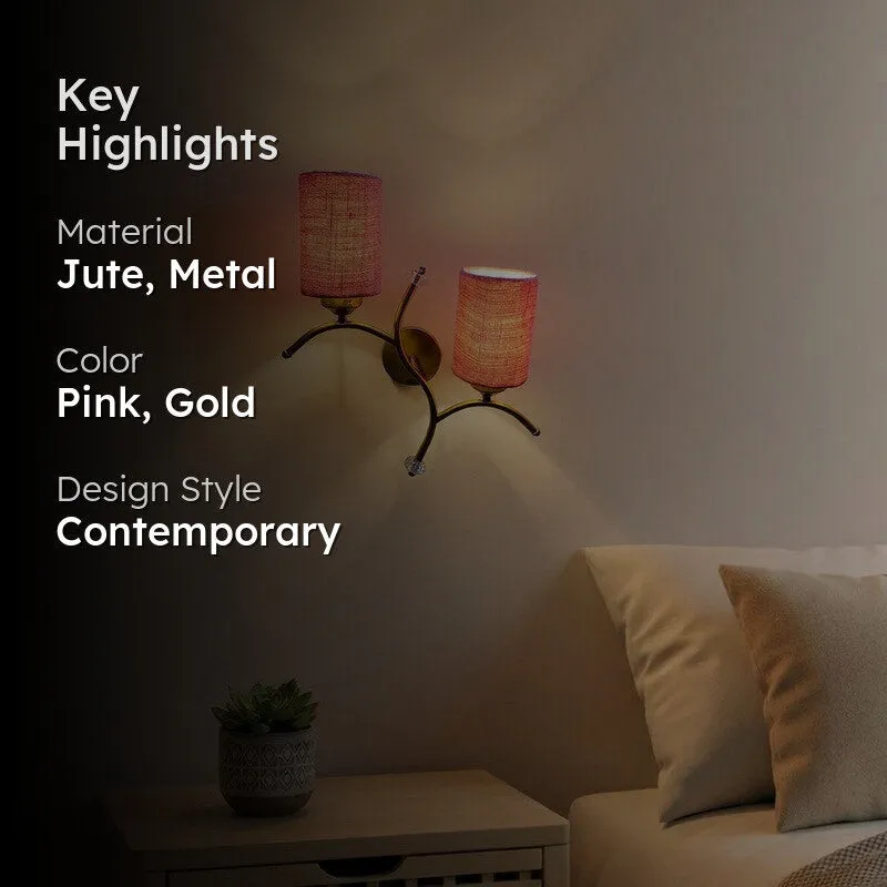 LumiBranch Dual Jute Wall Lamp - Pink media 2