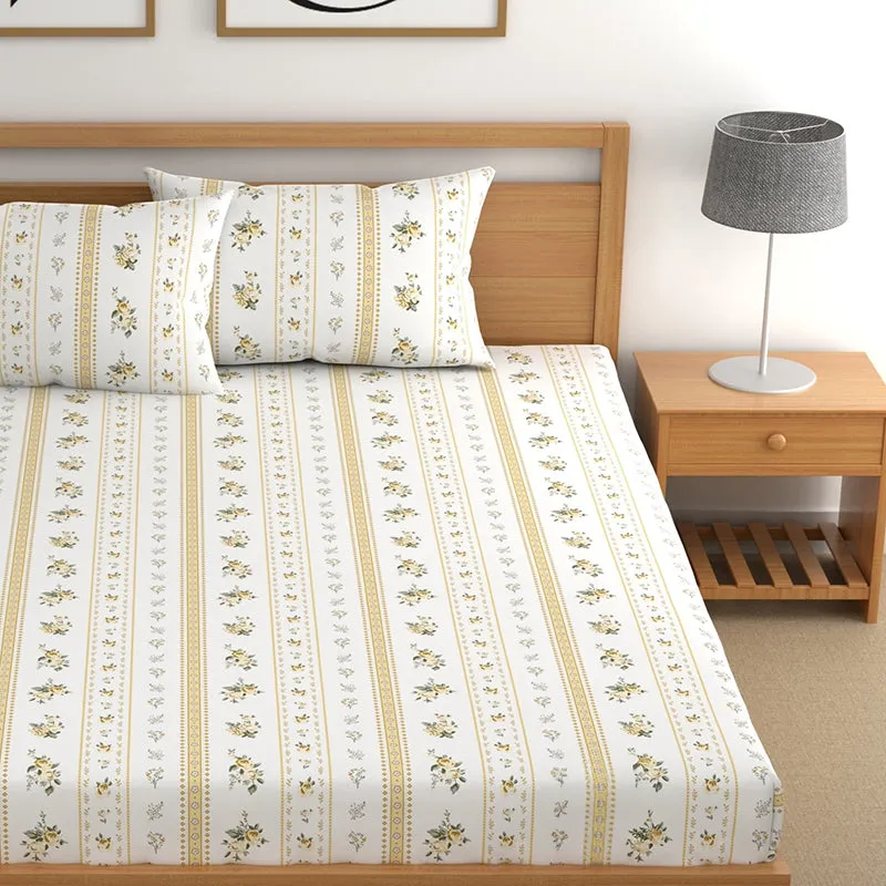 Holly Fitted Microfiber Microfiber Bedsheet (Yellow) - 150 GSM media 4