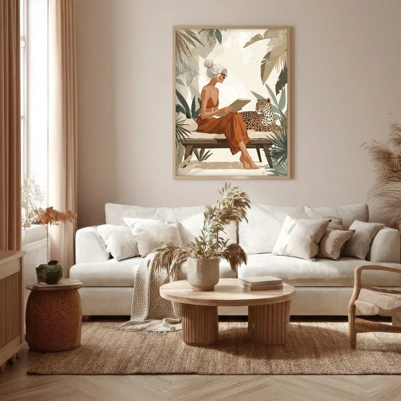 Leopard Lounge Canvas Wall Painting - Brown Frame media 5