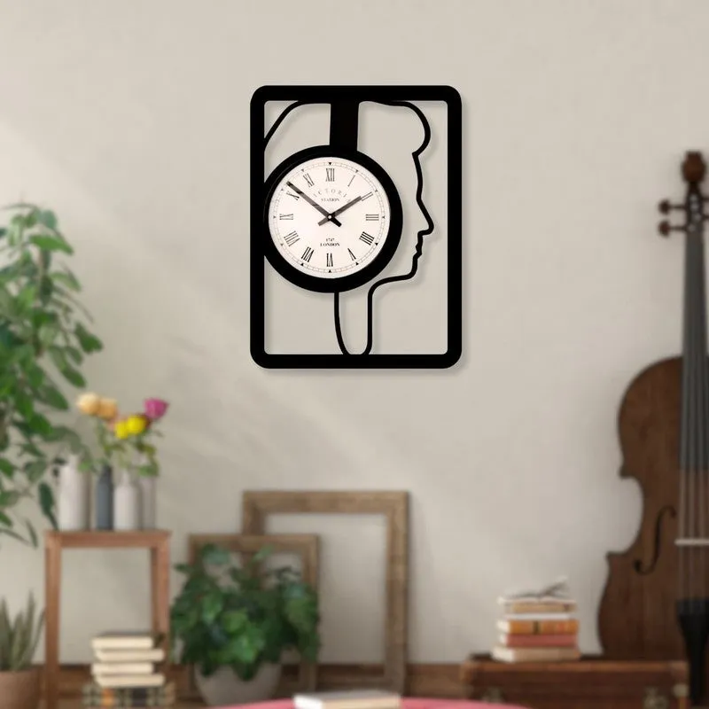Facestra Steel Analog Wall Clock - Black media 3