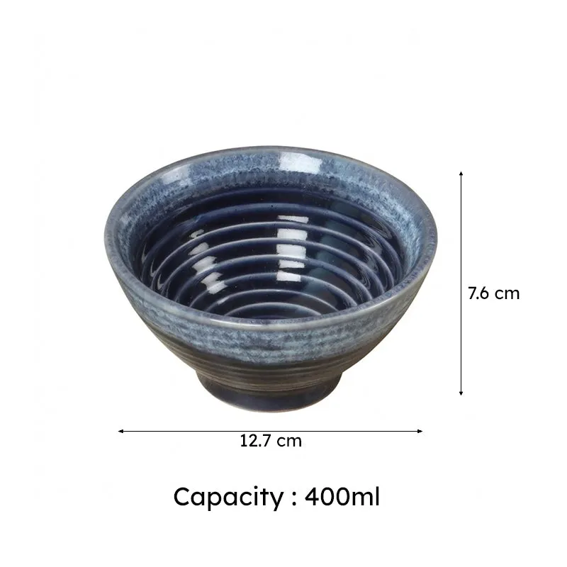 Ceramic Soup Bowls (Blue,400 mL Each) - Set Of Two media 7