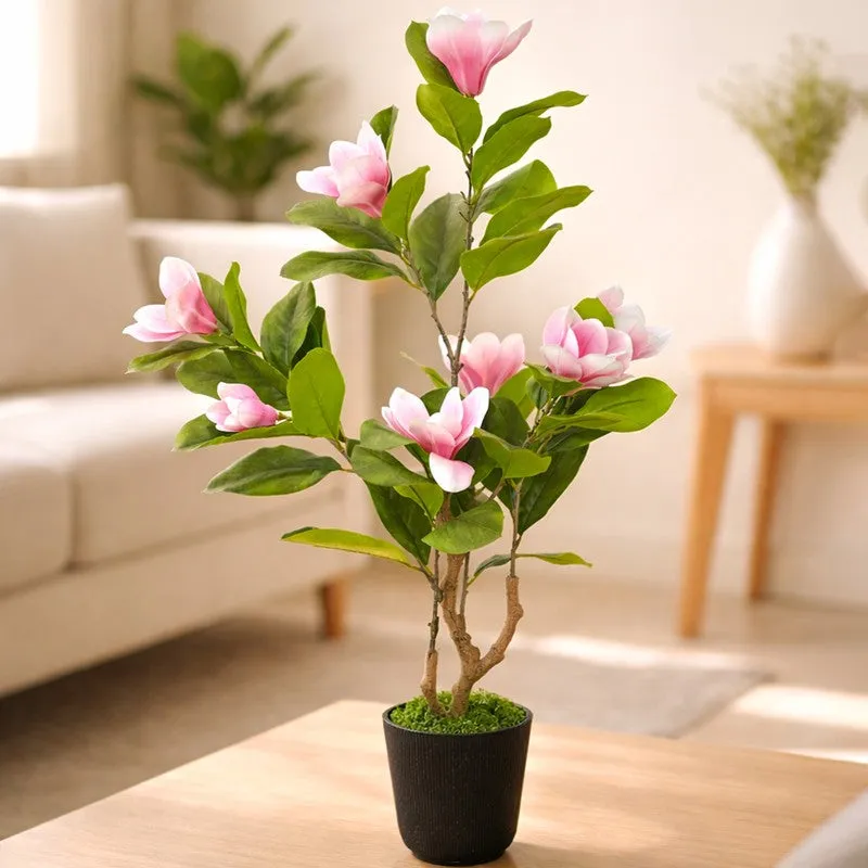 Bloom Grace Magnolia Artificial Plant With Black Plastic Pot - 91 cm (3 ft) media 3