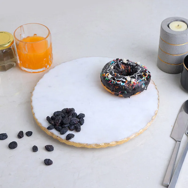 Serving Round Hand Crafted (Marble,Brass) Marble Platter media 1
