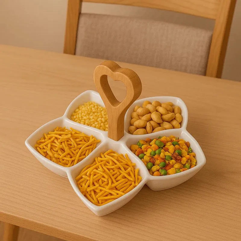 Zylo 4-Section Ceramic Serving Platter media 5