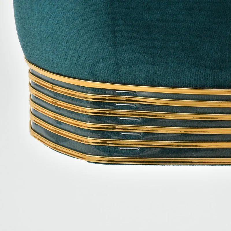 Aureum Solid Velvet Pouffe - Teal media 5