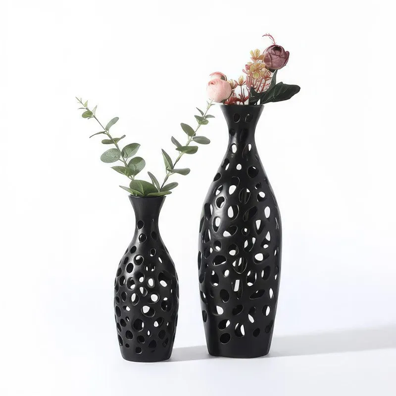 Modern Hollow Pattern Decorative Vase Set - Set Of Two media 3