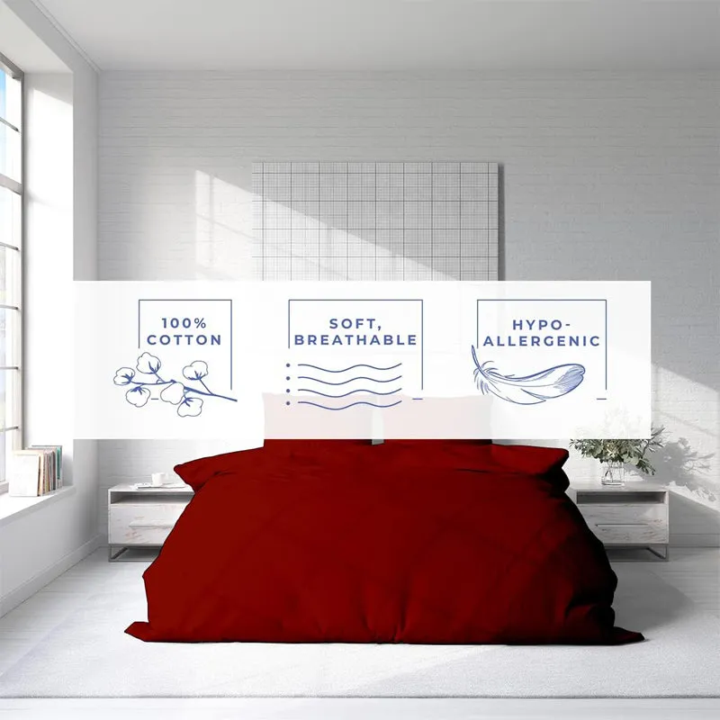 Amelia 100% Cotton Satin Weave Duvet Cover With Pillow Covers - Maroon media 3