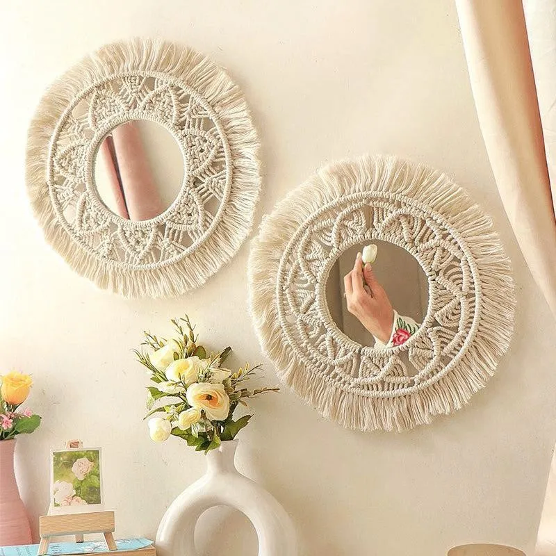 Artisan Gaze Macrame Boho Mirror - Set Of Two media 1