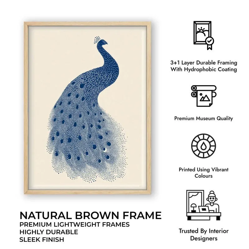 Minimal Peacock Motif Canvas Wall Painting With Brown Frame media 12