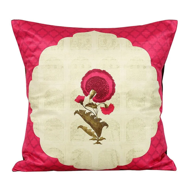 India Circus Poppy Wing Printed Velvet Cushion Cover - Set Of Five media 7