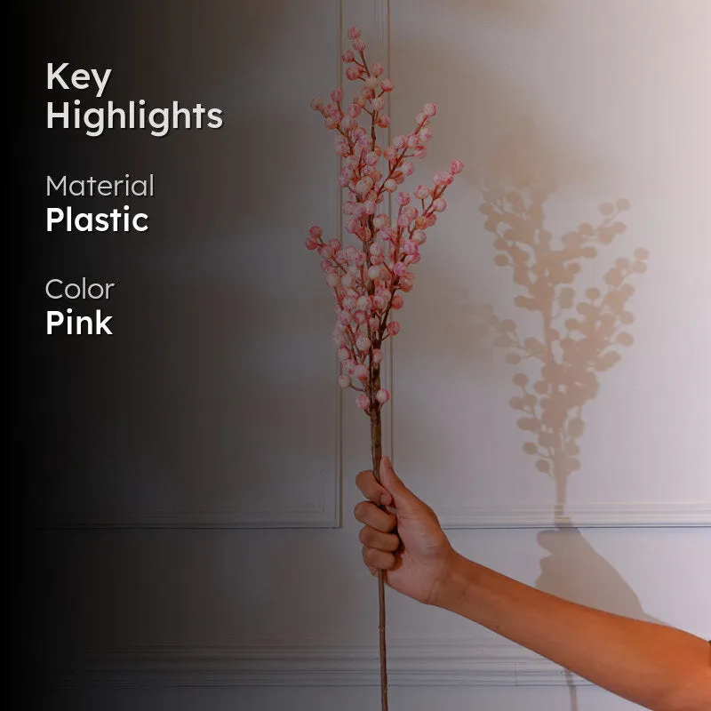 Faux Cherry Blossom Plastic Artificial Flower Stick (Pink) - 32 CM media 2