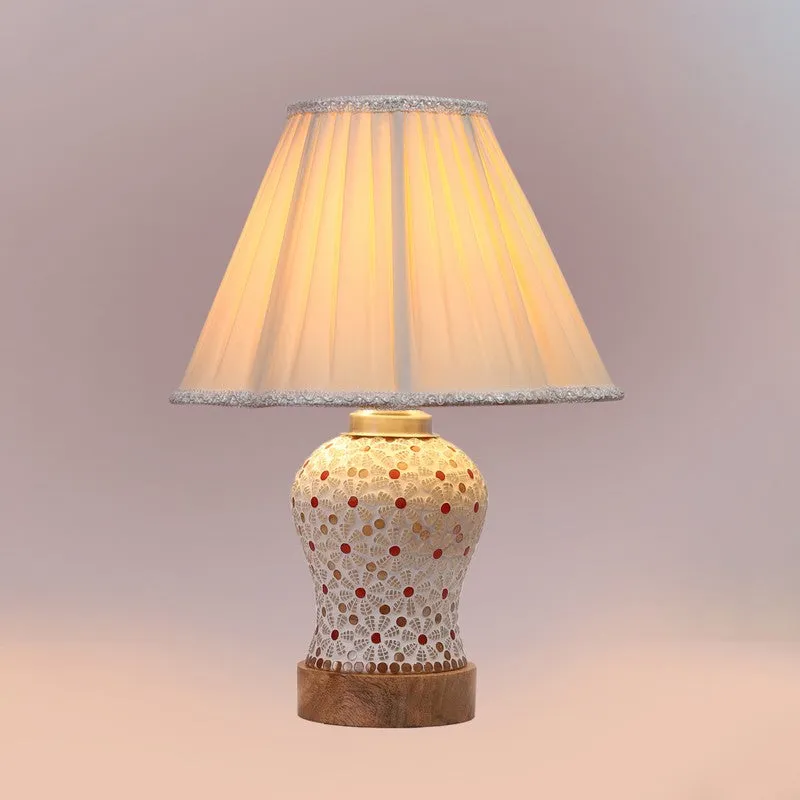 Harmyra Pleated Wooden Table Lamp - Multicolor media 6