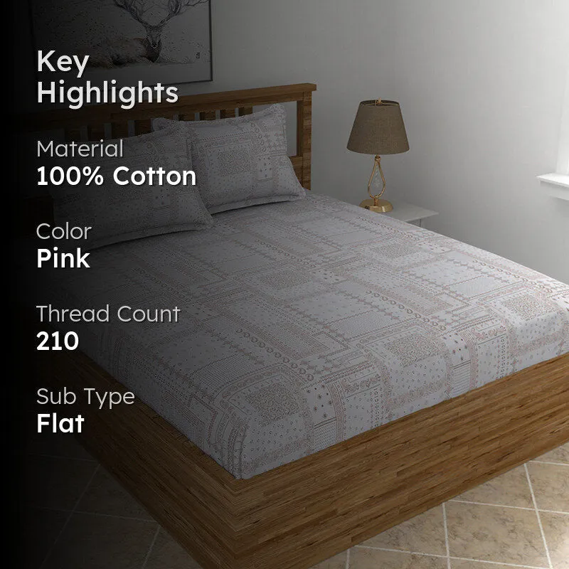 Mathieu Cotton Bedsheet (Pink) - 210 TC media 2