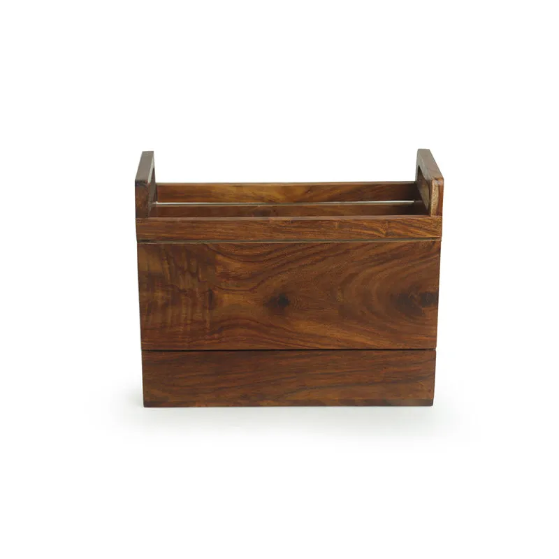 Trunk Tales Handcarved Sheesham Wood Magazine Holder media 6