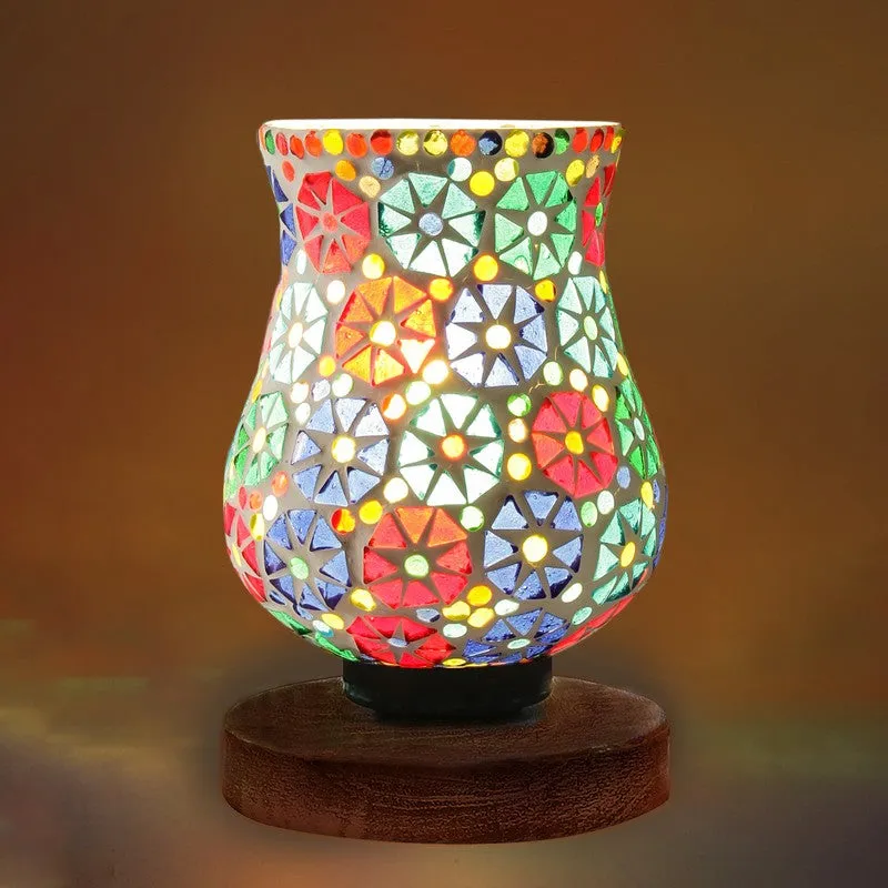 Candlea Mosaic Glass Table Lamp With Wooden Base - Multicolor media 6