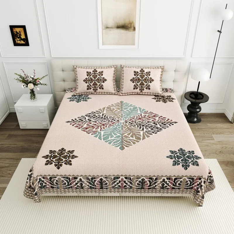 Phoolkari Dream Cotton Bedsheet (Maroon) - 160 TC media 1