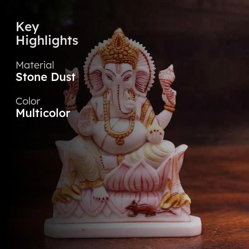 Marble Ganesha On Lotus media 2