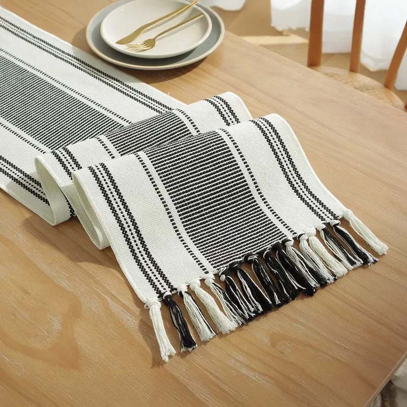 Classic Cotton Table Runner - Black & White media 5