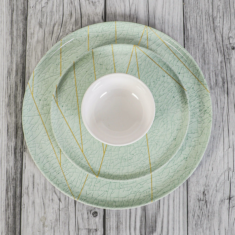 Crackle Chrome Melamine Dinner Set (Green) - 24 Piece Set media 4