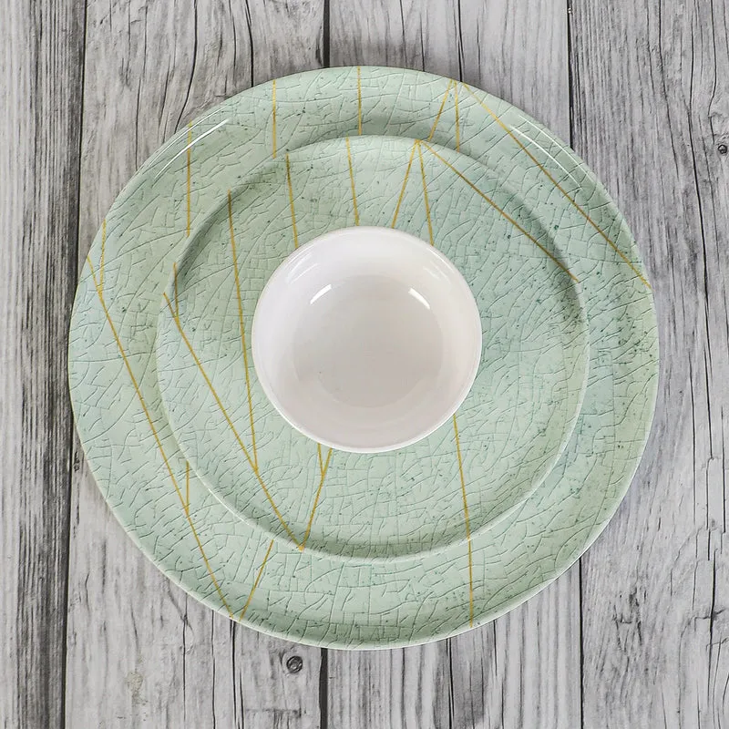 Crackle Chrome Melamine Dinner Set (Green) - 24 Piece Set media 4